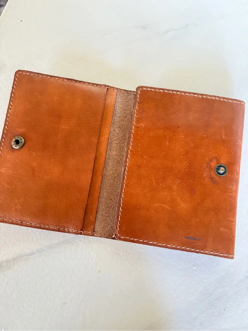 Full cowhide Leather Passport  and card Wallet Brown with Map Embossing travel